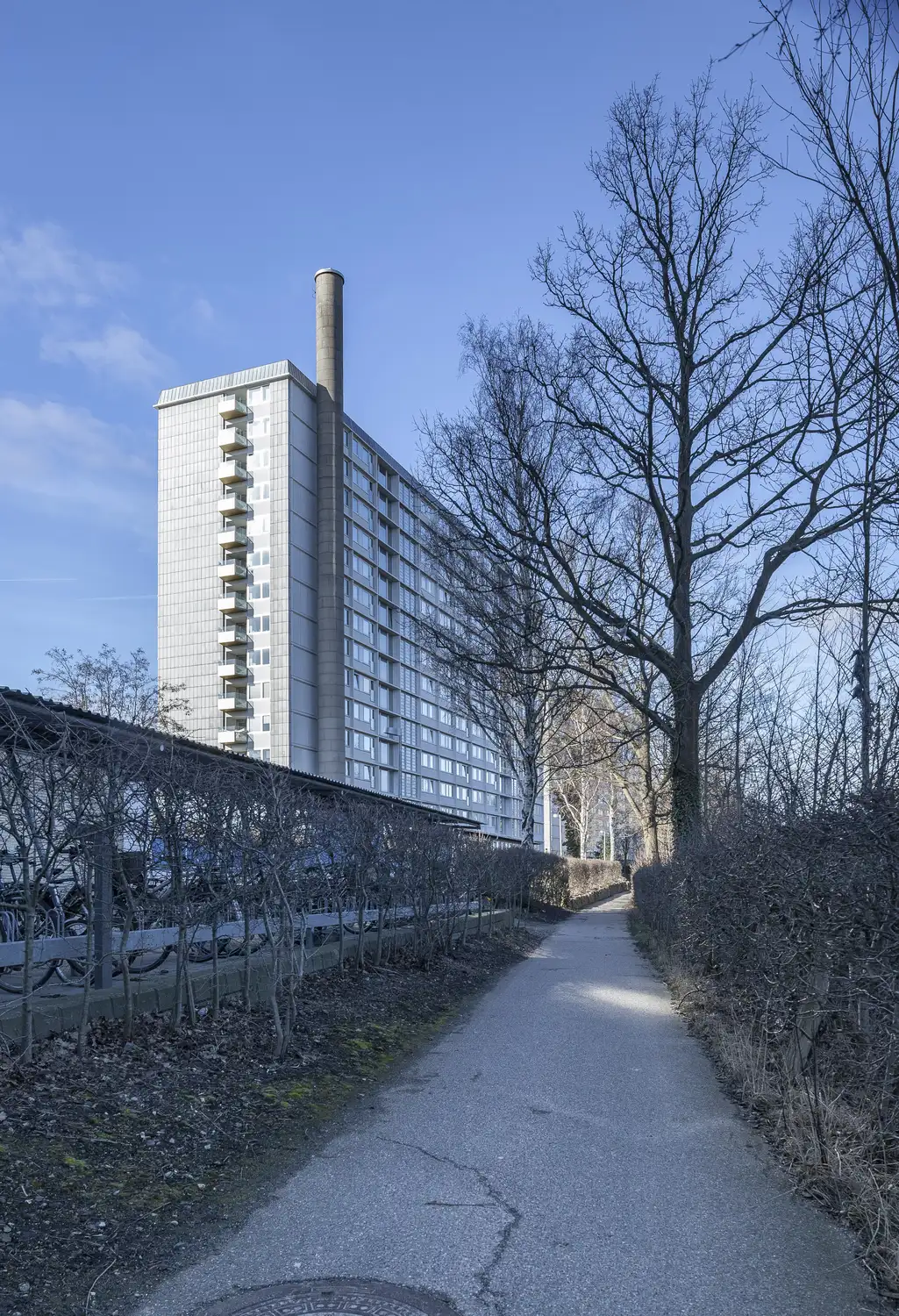 Een uitzicht op de balkons van Sorgenfrivang in Denemarken
