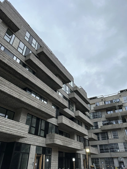 Long balconies with tiles