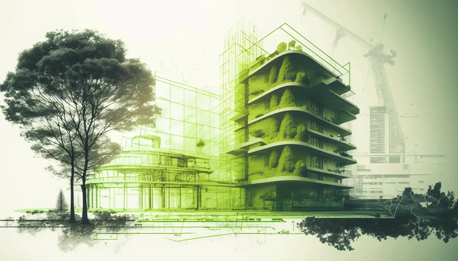 Drawing of a green building