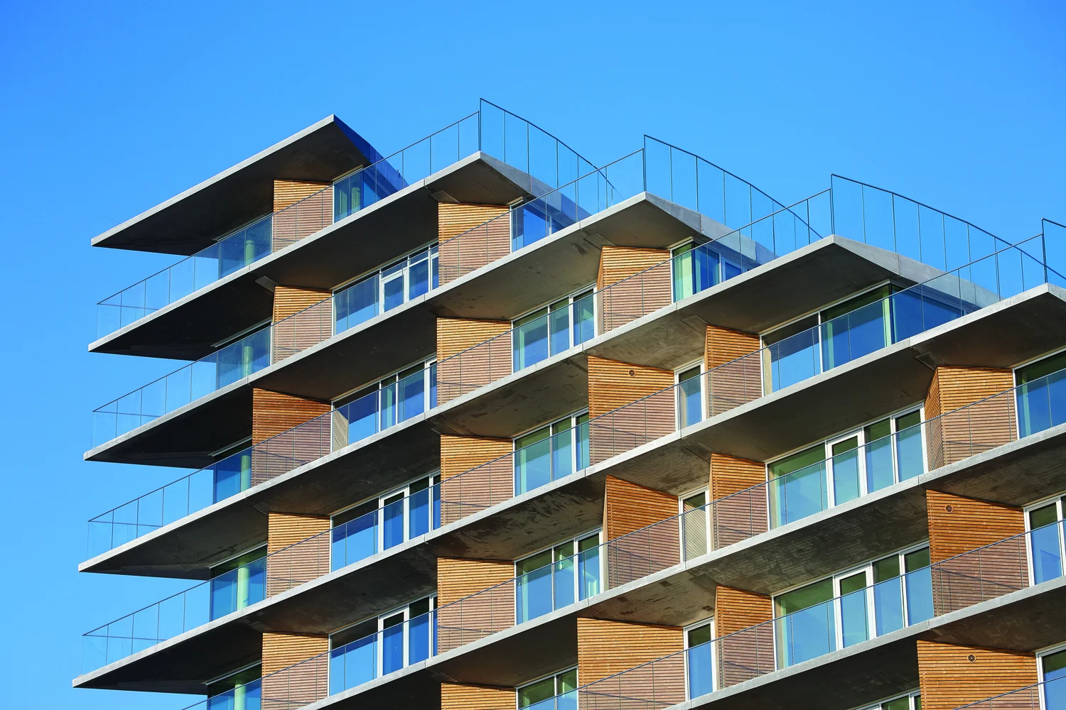 Close-up van de galerijen in Aarhus