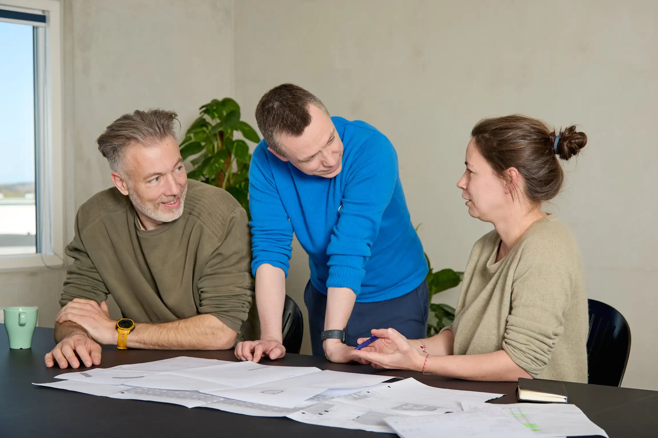 Employees discussing